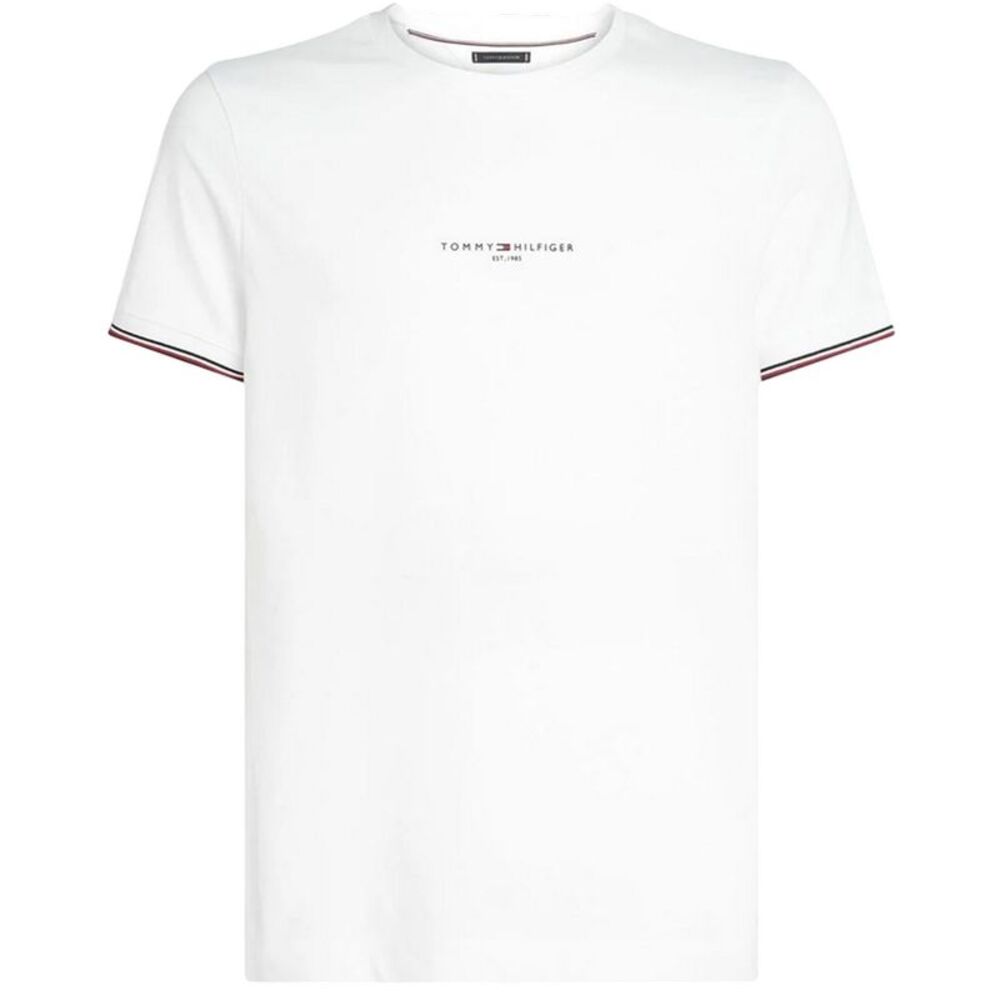 Tommy Hilfiger Mens Logo Tipped Slim T-Shirt / White - Picture 1 of 5